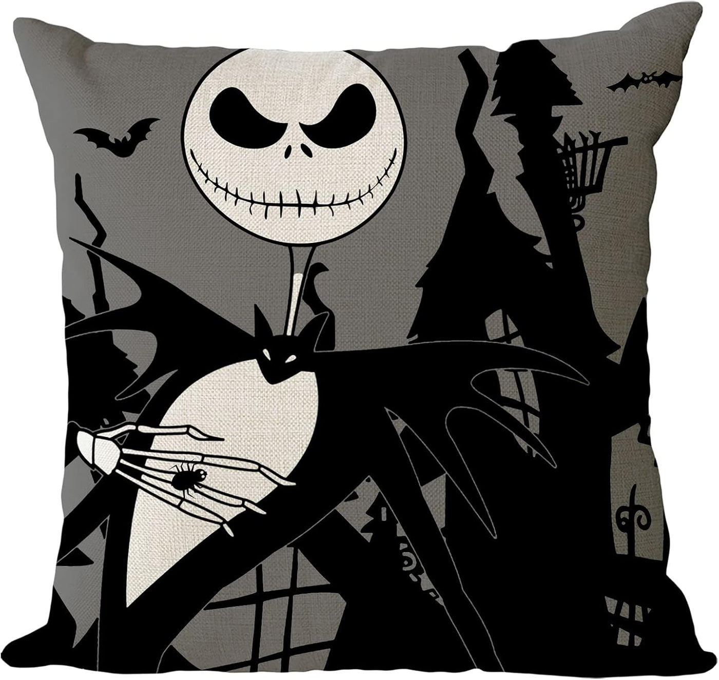 Halloween Decor Pillow Covers 18X18 Set of 4 Halloween Fall Black Decorative Throw Pillows Skeleton Ghost Pillow Cases Home Outdoor Sofa Couch Cushion Covers for Halloween Decorations (18 by 18)