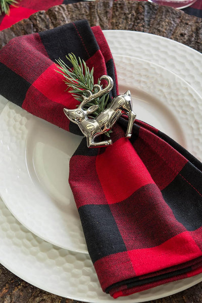 Buffalo Check Farmhouse Cloth Napkin Set - Red & Black, 20x20, 6 Pieces for Stylish Dining