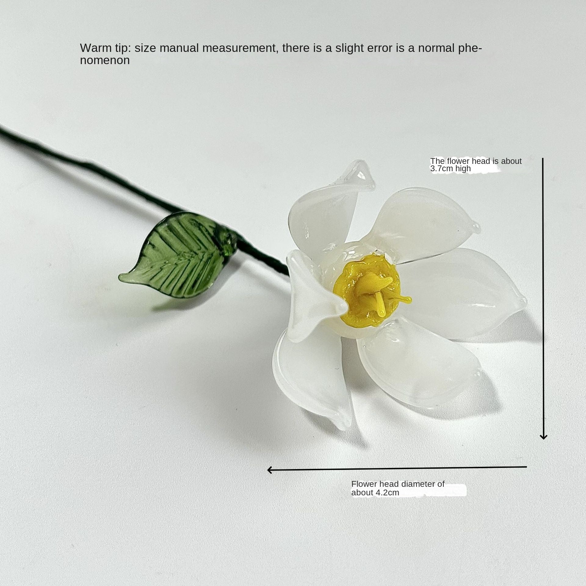 Glass Birth Flower Sculpture with Iron Wire Stem – Handmade Monthly Floral Home Décor December Snow Lotus