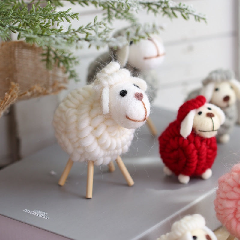 Christmas Scene Decoration Props Tree Ornaments Felt Desk Decor DIY Kit Creative Hanging Accessories