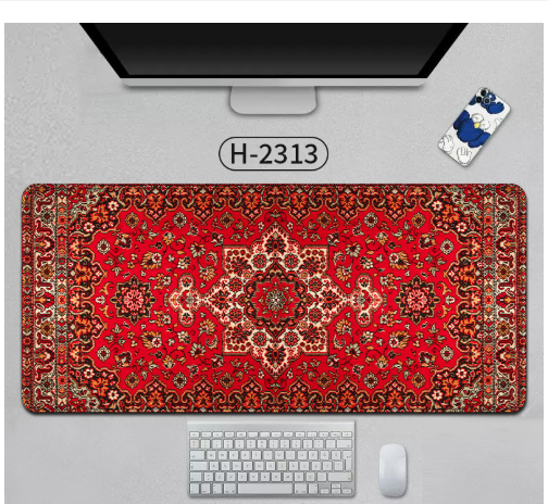 Large Persian-style eprolo mouse pad with natural rubber backing, anti-slip desk mat for office and gaming use.