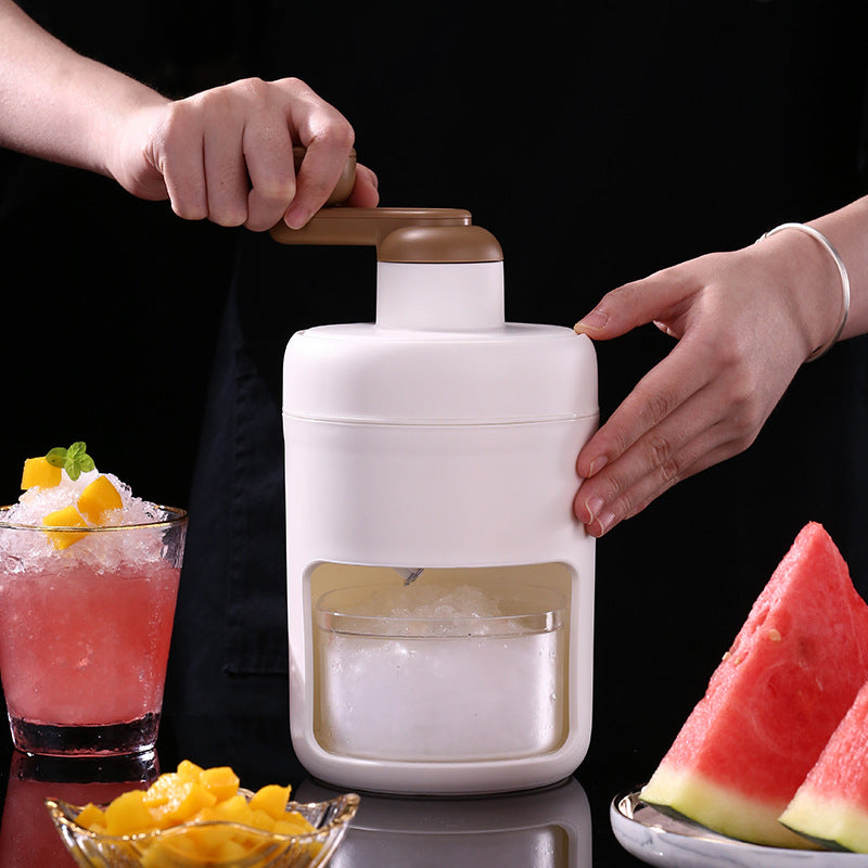 Cavira manual shaved ice maker with hand crank, stainless steel blades, suitable for snow cones, smoothies, and desserts.