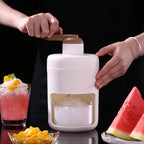 Cavira manual shaved ice maker with hand crank, stainless steel blades, suitable for snow cones, smoothies, and desserts.