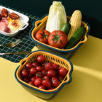 Cavira 6-piece plastic kitchen drain basket set with large, medium, and small double-layer vegetable washing and drainage baskets