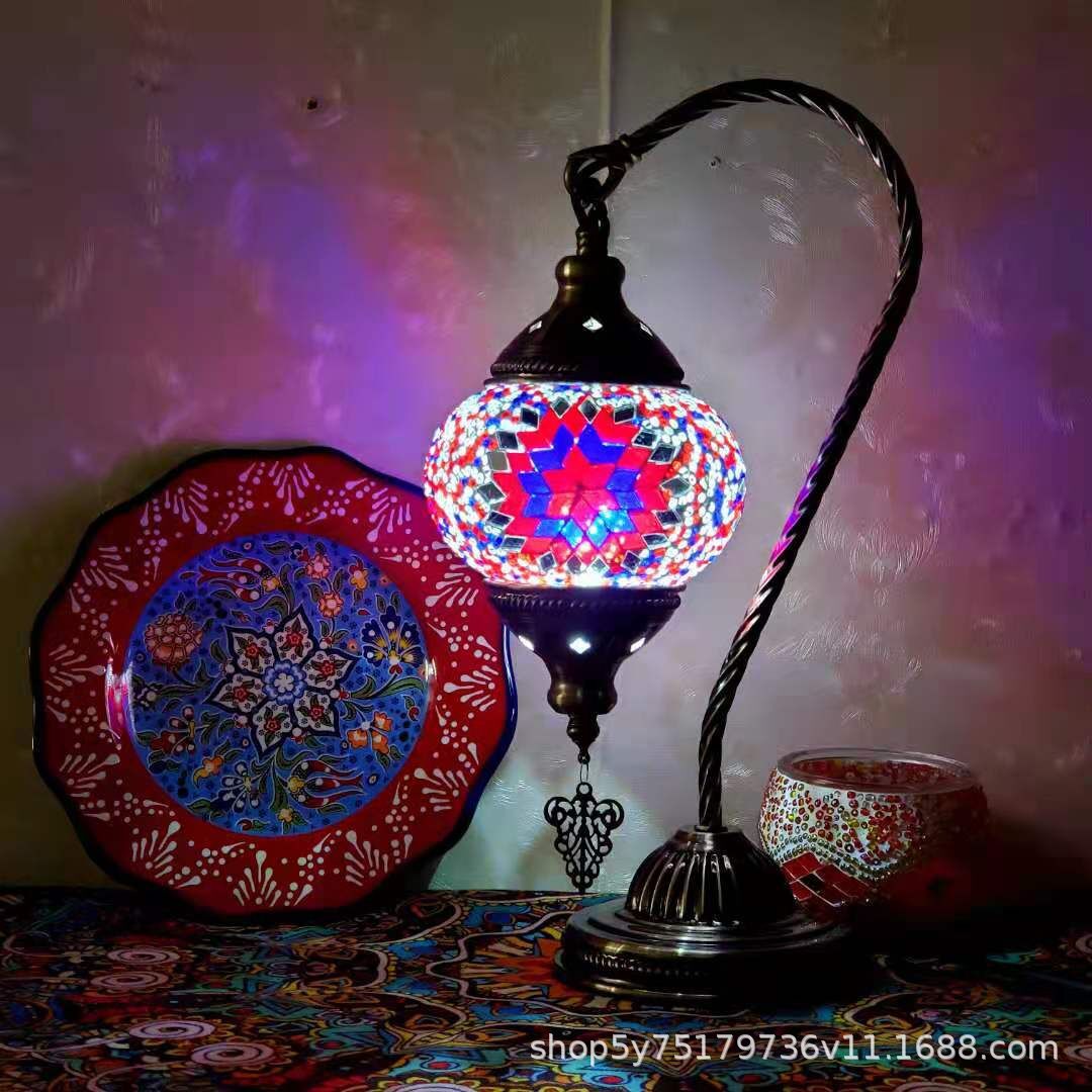 Moroccan Mosaic Glass Table Lamp | Handcrafted Stained Glass & Bronze Iron | E27 Bedside & Decorative Lamp | 22cm × 38cm | 16 Designs | Cavira - Cavira