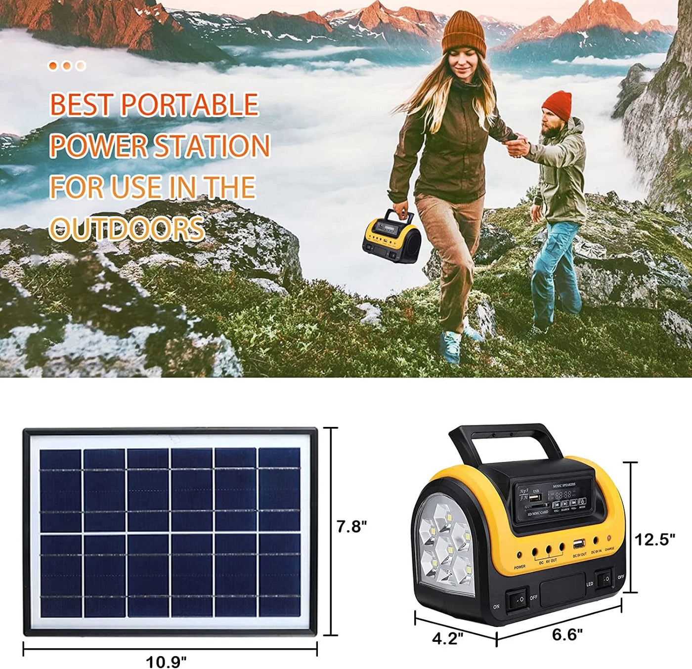 Solar Generator Portable with Solar Panel Solar Power Generators Portable Power Station with Bulb Rechargeable Power Supply - GG store