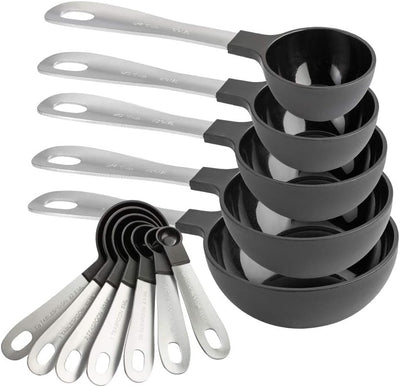 Premium 12-Piece Stainless Steel Measuring Cups and Spoons Set with Nesting Design - Perfect for Precision Cooking and Baking