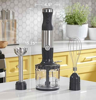 Immersion Blender for Shakes, Smoothies & Baby Food | Handheld 500W Blender with Whisk, Blending Jar & 2-Speed Interchangeable Attachments | Easy Clean Stainless Steel - GG store
