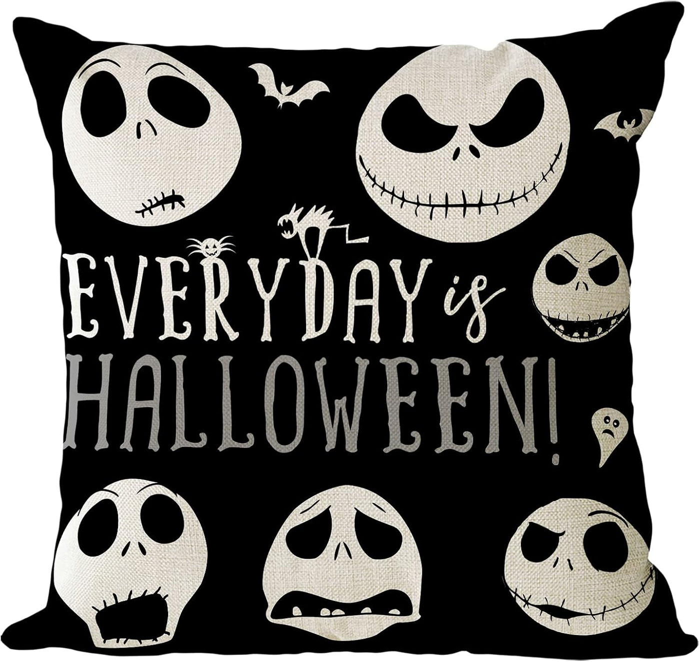 Halloween Decor Pillow Covers 18X18 Set of 4 Halloween Fall Black Decorative Throw Pillows Skeleton Ghost Pillow Cases Home Outdoor Sofa Couch Cushion Covers for Halloween Decorations (18 by 18)