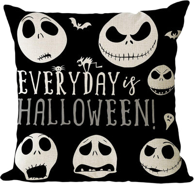 Halloween Decor Pillow Covers 18X18 Set of 4 Halloween Fall Black Decorative Throw Pillows Skeleton Ghost Pillow Cases Home Outdoor Sofa Couch Cushion Covers for Halloween Decorations (18 by 18)