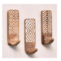 Set of 3 Cavira modern minimalist wood and bamboo single hooks for bedroom, entryway, or wardrobe, rated for 2kg load.