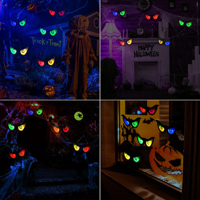 Spook-tacular Halloween Ghost Eyes LED Lights - 10 RGB Flashing Eyeballs for Creepy Indoor & Outdoor Graveyard Decor!