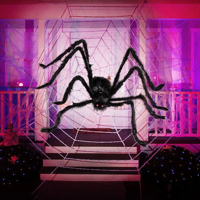 2 Pack 5 FT Scary Giant Black Spider Halloween Decorations for Outdoor Parties and Yard Decor
