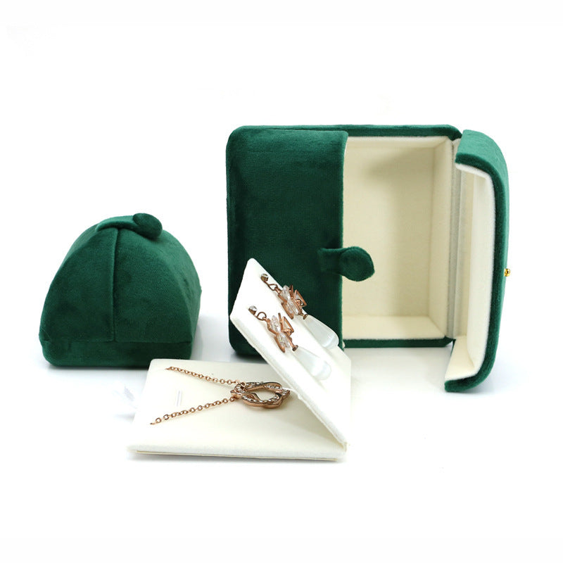 Dark Green Super Soft Flannel Creative Double Ring Box