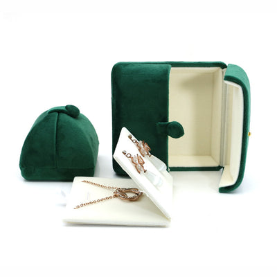 Dark Green Super Soft Flannel Creative Double Ring Box