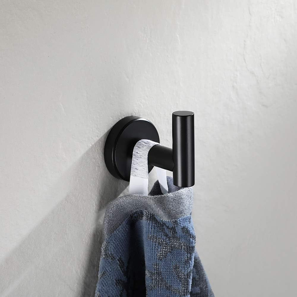 Black Bathroom Towel Hook, Coat Robe Clothes Hook for Bathroom Kitchen Garage Wall Mounted (3 Pack), 304 Stainless Steel Matte Black, TH100-PB-P3 - GG store