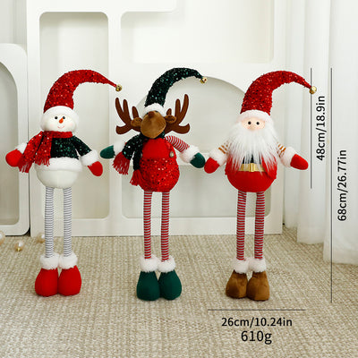 Standalone Christmas Standing Stretch Dolls, Hotel Window Display Snowman Reindeer Plush Toys Decorations