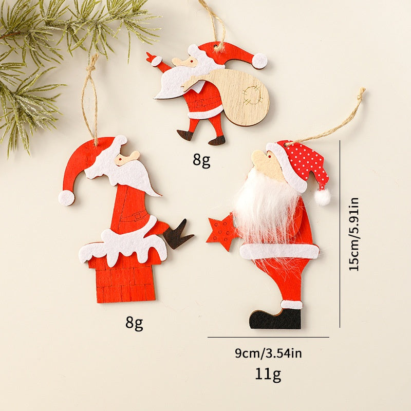 Santa Claus Wooden Ornament Christmas Tree Decoration for Holiday Atmosphere and Scene Arrangement eprolo