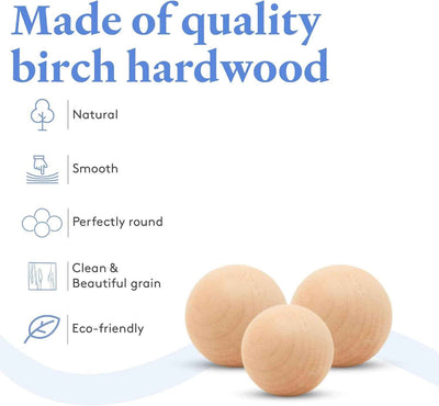 3 Inch Wooden Balls - 25 Pack Unfinished Natural Birch Balls for Crafts and DIY Projects - Smooth Hardwood Orbs - GG store