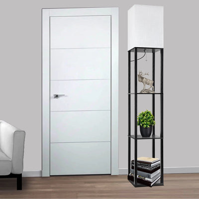 63" Shelf Floor Lamps with Shelves for Living Room Bedroom Office  Wood Modern Standing Lamps Black - GG store