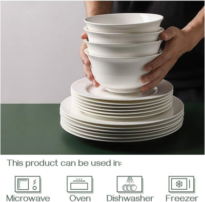 Set of 6 White 20Oz Ceramic Bowls - Perfect for Soup, Cereal, and Salad - Microwave & Dishwasher Safe