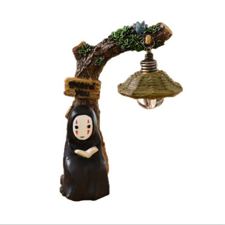 Japanese Anime Faceless Character Night Light - Resin Reading & Knitting Figurine Lamp - Cavira