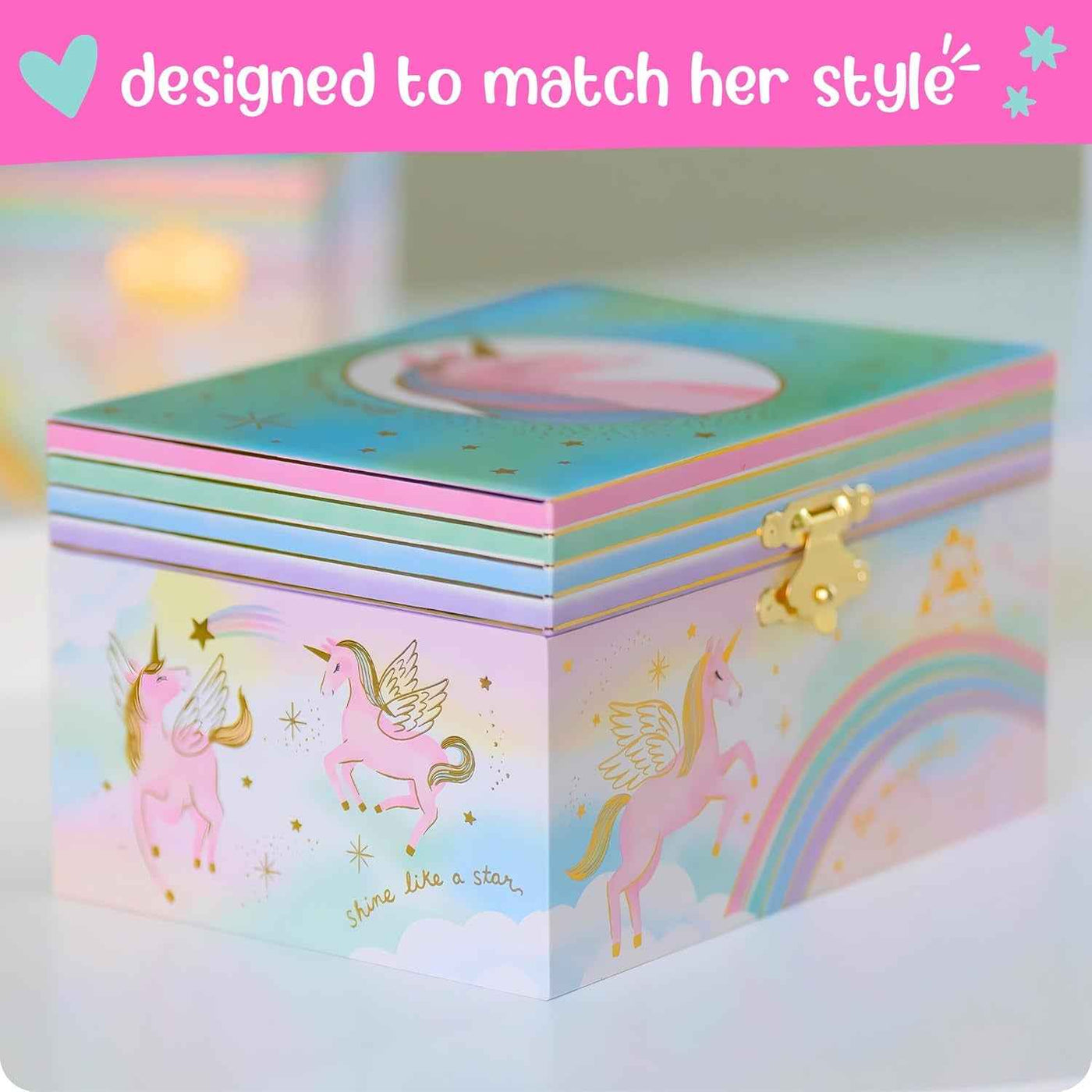Musical Girls Jewellery Box, Unicorn Gifts for Girls, Unicorn Toys for 4-6, 15.2 X 11.8 X 8.9 Cm - GG store