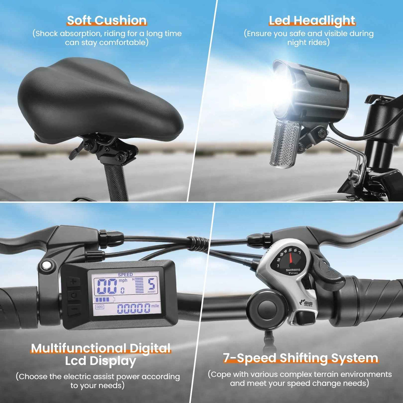 Electric Bike 16" X 3.0 Fat Tire 48V 350W Folding Cruiser Step-Through Commuter - 16 Inch Fat Tire Electric Bike 19.8MPH UL2849 Certified - GG store