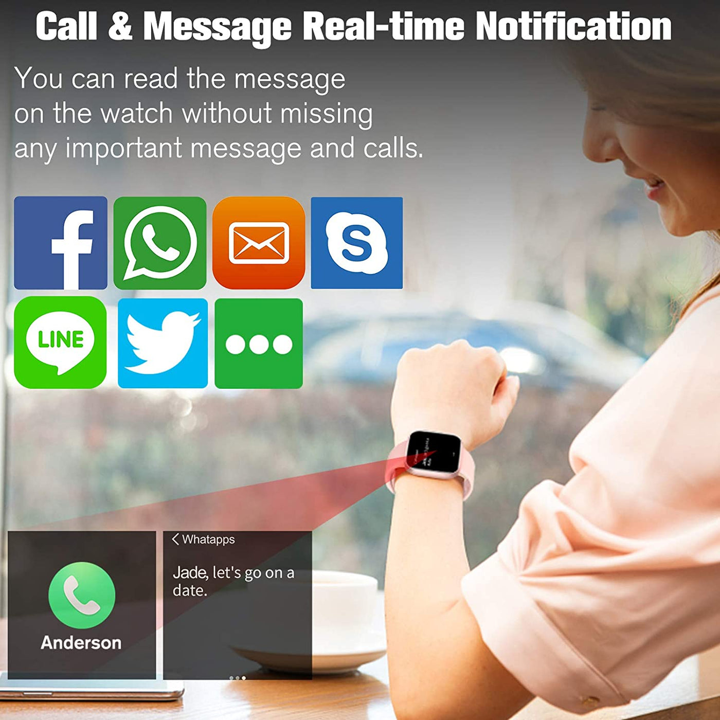 Smartwatch – Fitness & Activity Tracker, Heart Rate & BP Monitor, IP67 Waterproof (Pink) - GG store