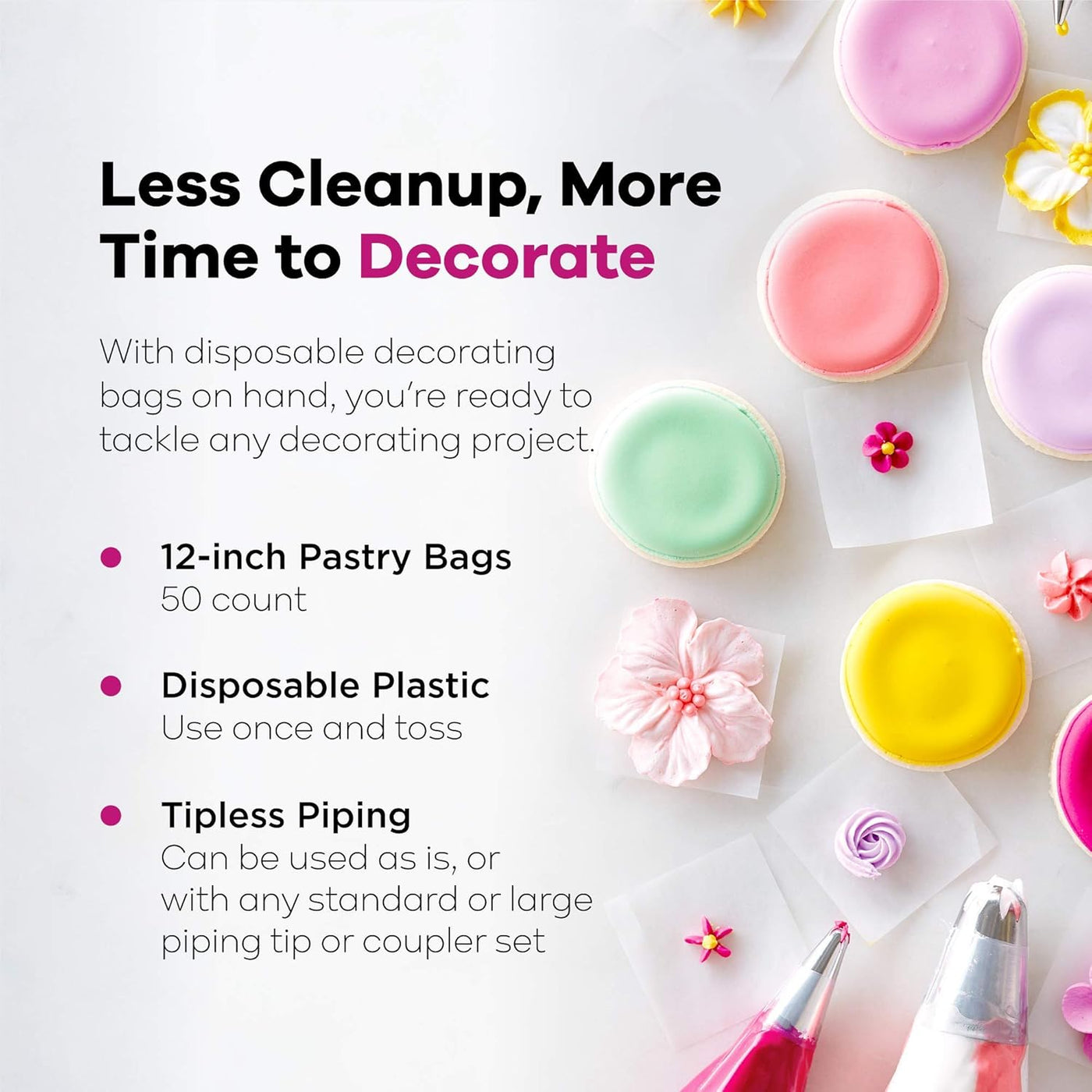 Premium 12-Inch Disposable Pastry Bags for Cake Decorating - 50 Pack