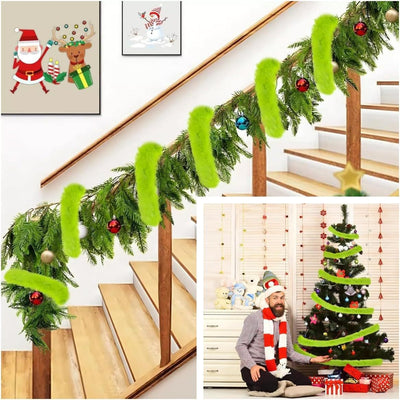 Christmas Tree Fur Ribbon Decoration 1.5M Christmas Holiday Decor Bow Costume Party Supplies