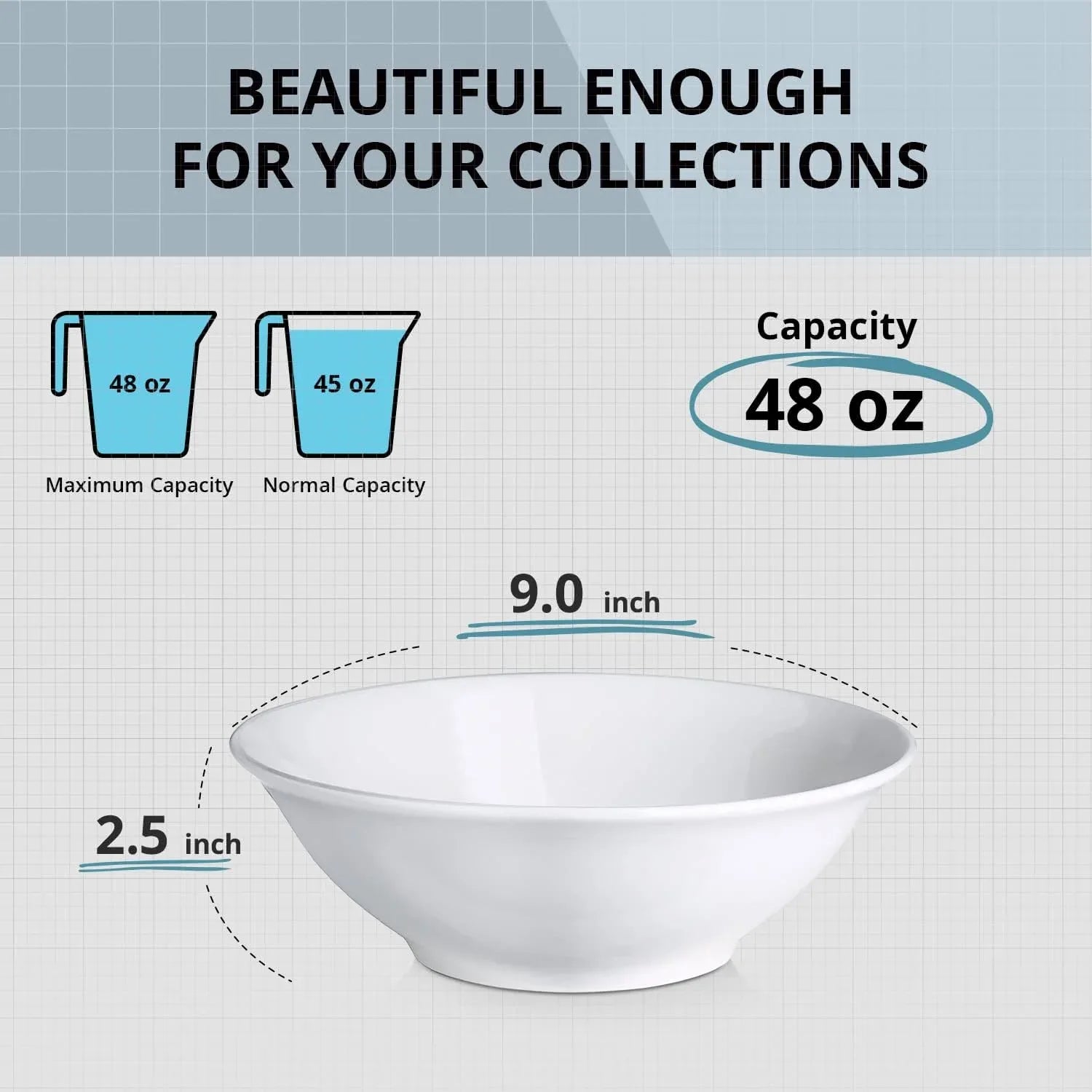 Classic White Ceramic Serving & Cereal Bowls – Dishwasher Safe Kitchen Bowl Set (Set of 4)