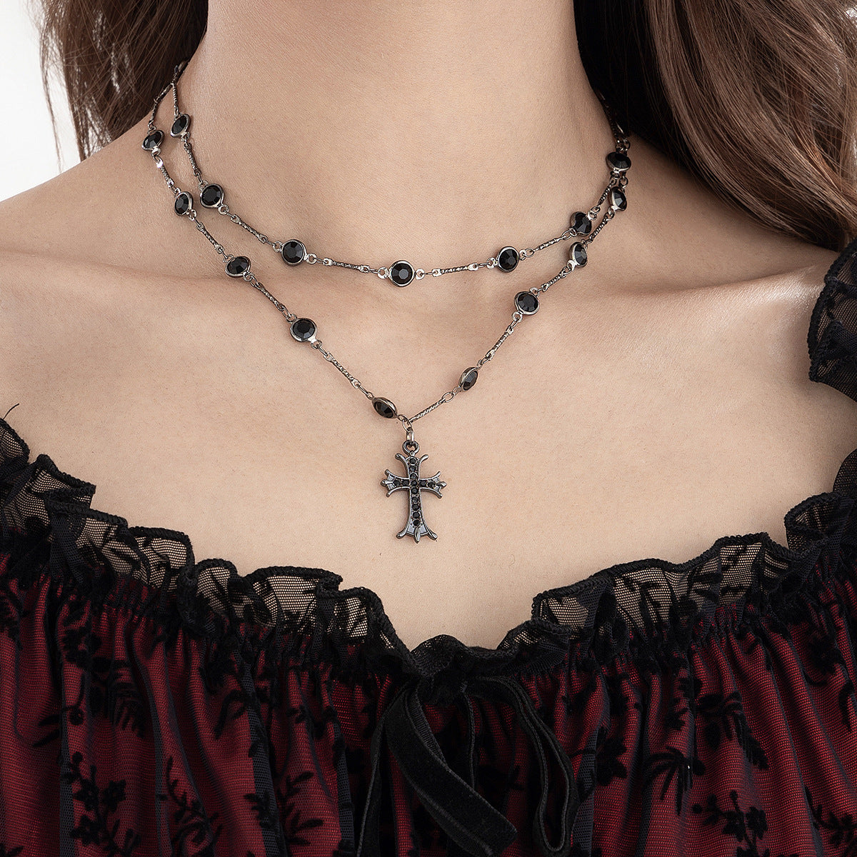 Double layered necklace Halloween personalized alloy spicy girl collarbone chain
