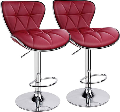 Leader Shell Wine Red Swivel Bar Stools Set of 2 - Adjustable Back Bar Stool - GG store