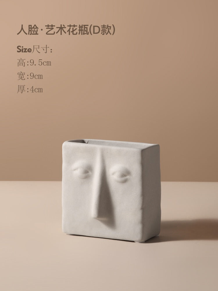 Cavira geometric abstract face ceramic vase with modern design, perfect for home decor, shelf styling, or gifting.