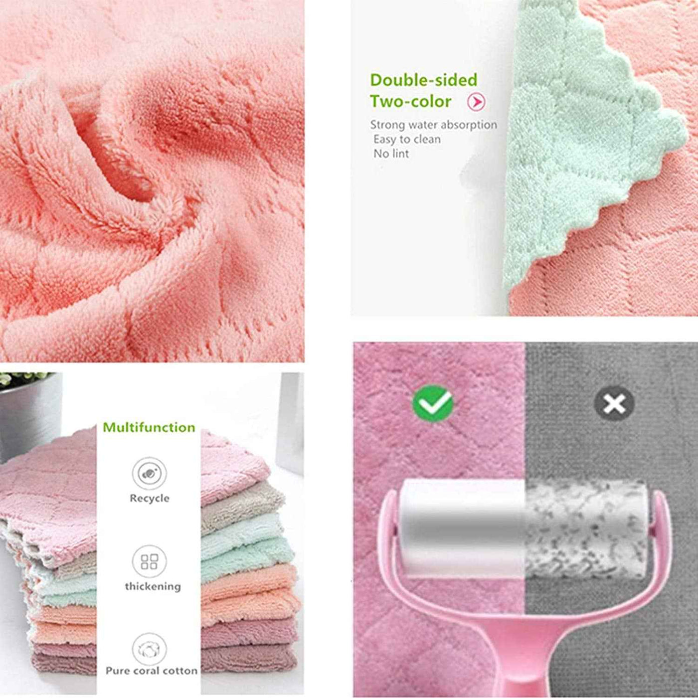 10 Pack Microfiber Cleaning Cloths - Double Sided Reusable Lint Free Towels for Degreasing Kitchen and Car Cleaning - GG store