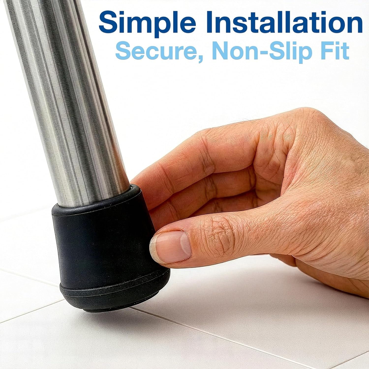 Non-Slip round Rubber Leg Tip Protectors 4 Pack – 1/2" Inner Diameter - Black