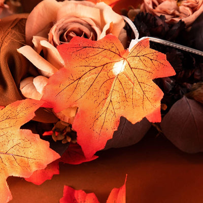 Illuminate Your Thanksgiving with 2-Pack 14.7 Ft Maple Leaf String Lights - 80 Fall Garland Lights with 8 Modes, Waterproof & Battery Operated for Stunning Autumn Decor