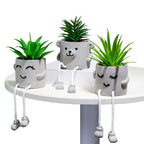 Cavira novelty hanging legs succulent pot with character face design, featuring dangling feet in Totoro, owl, ghost, and bear styles.