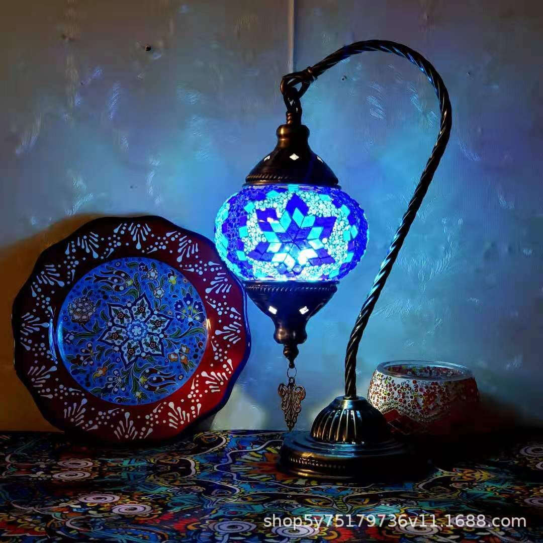 Moroccan Mosaic Glass Table Lamp | Handcrafted Stained Glass & Bronze Iron | E27 Bedside & Decorative Lamp | 22cm × 38cm | 16 Designs | Cavira - Cavira