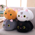 Cavira cute cat-shaped plush pillow with soft fleece fabric, cylindrical bolster for bedroom, sofa, or office rest.