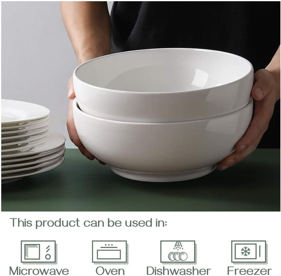 Elegant 9.5" Serving Bowls - Perfect for Salad, Pasta & Entertaining - Dishwasher & Microwave Safe - Stylish Centerpiece for Your Dinner Parties