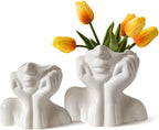 Ceramic art vase by Cavira featuring a Nordic-style human body sculpture, ideal for home decor and floral arrangements.