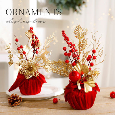 Christmas Red Berry Branch Decorative Ornament, DIY Christmas Scene Decoration, Festival Atmosphere Decoration