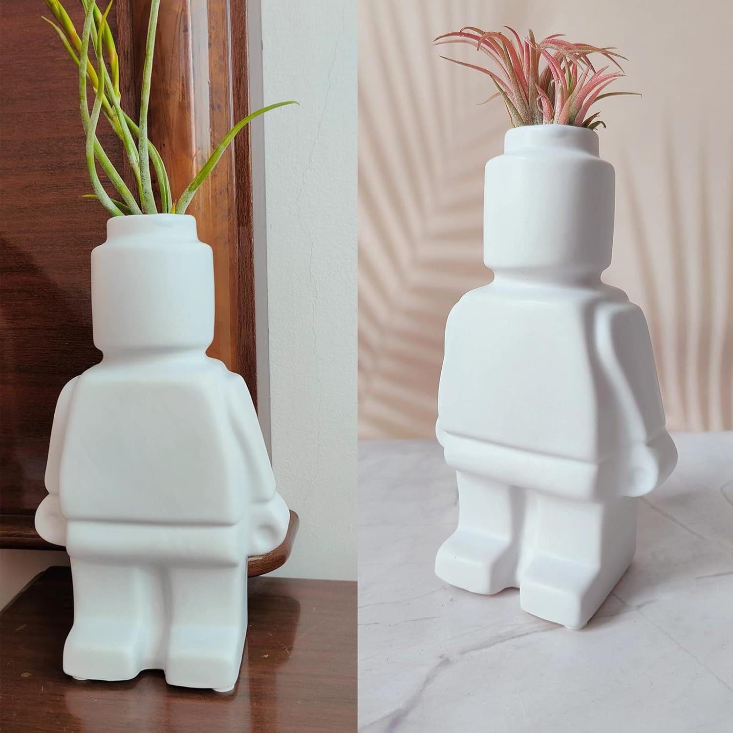 Cavira Lego resin vase for home decor, minimalist dried flower vase on a shelf, modern living room styling accessory