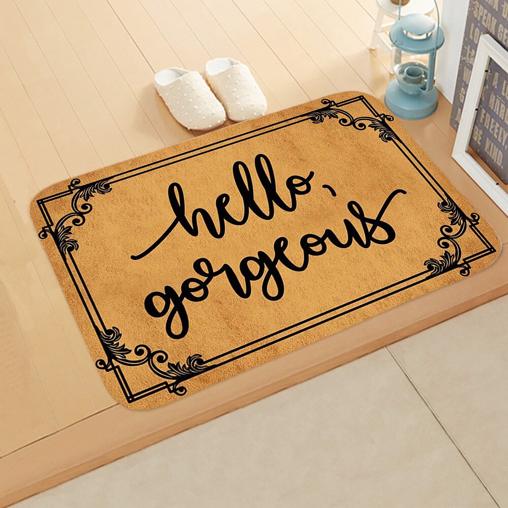 Cavira printed flannel doormat with patterned design, 40x60cm anti-slip floor mat for entrance, hallway, kitchen, or bedroom.