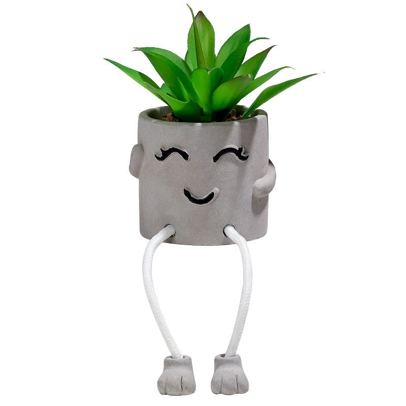 Cavira novelty hanging legs succulent pot with character face design, featuring dangling feet in Totoro, owl, ghost, and bear styles.