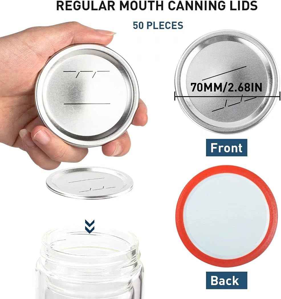 50-Count 70Mm Regular Mouth Canning Lids for Ball, Kerr Jars, Wide Canning Lids 100% Fit Airtight for Regular Mouth Jars Leak Proof Rust-Proof Canning Jar Lids for Homemade Jam Pickles(50Pcs) - GG store