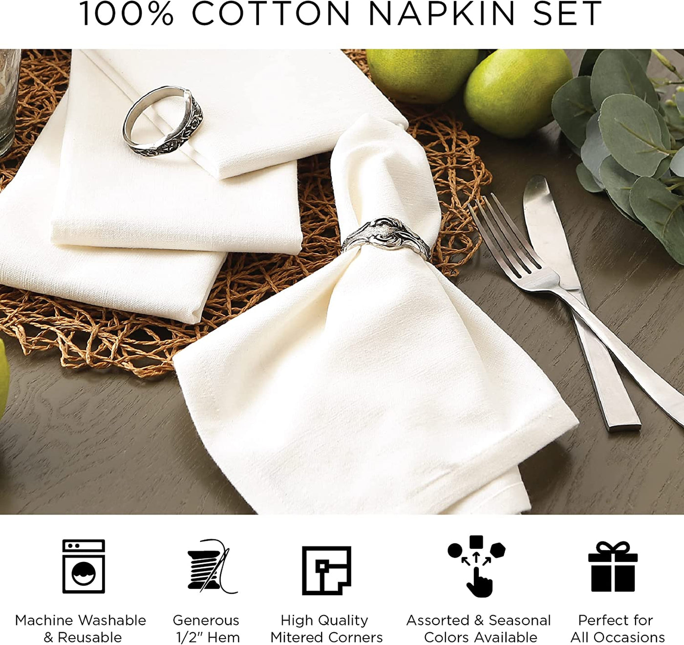 Buffalo Check Farmhouse Cloth Napkin Set - Red & Black, 20x20, 6 Pieces for Stylish Dining