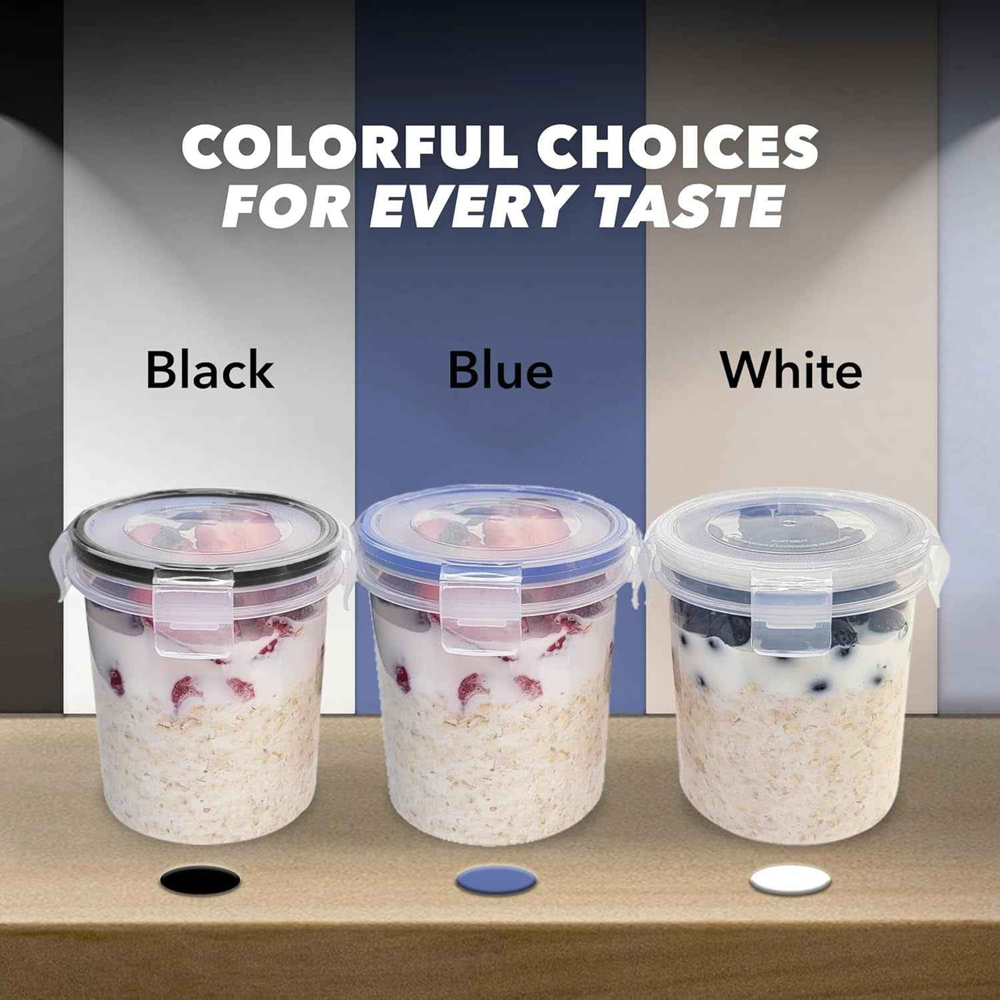 Overnight Oats Container with Lids (4-Piece Set) - 16 Oz Plastic Containers - Oatmeal Container to Go | Portable Cereal and Milk Container| Snap Lock Storage Jars with Airtight Lids - GG store